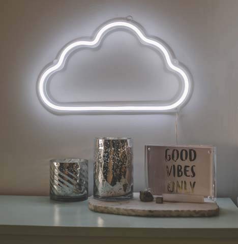 Amped Co Cloud Led Neon Light 16x95 White Wall Hanging Decor Signs