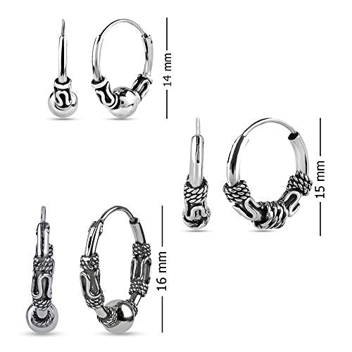 Set of 3 Pair 925 Sterling Silver Antique Earring