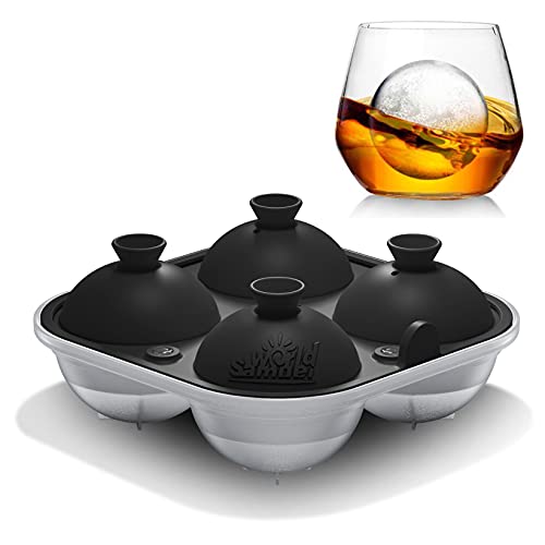 Samuelworld Large Sphere Ice Tray - 2.5 inches Ice Mold for Cocktail and Scotch Black