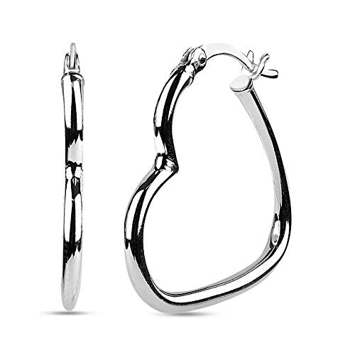 Lecalla 925 Sterling Silver Jewelry Love Theme Hoop Earrings for Women