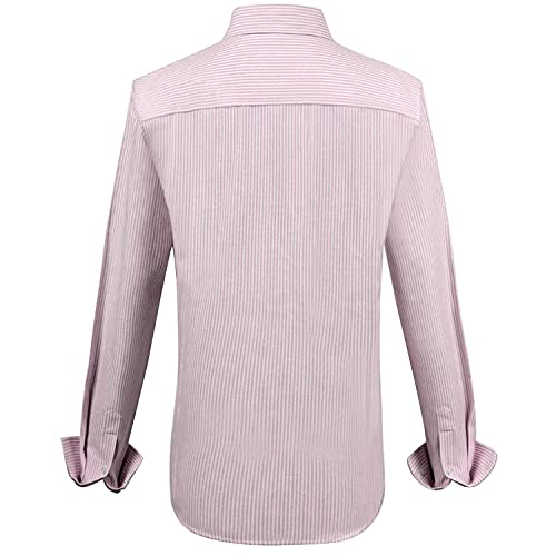 MGWDT Button Down Shirt Women White Pink Stripe X-Large