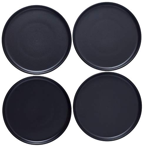 Bruntmor 8 Ceramic Plate Set of 4 Salad Plate Set Christmas Plates Black