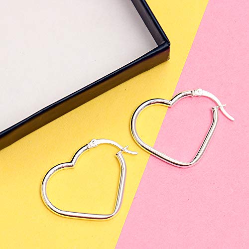 Lecalla 925 Sterling Silver Jewelry Love Theme Hoop Earrings for Women