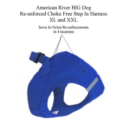 DOGGIE DESIGN Choke Free Reflective Step in Ultra Harness - Blue American River (Large)