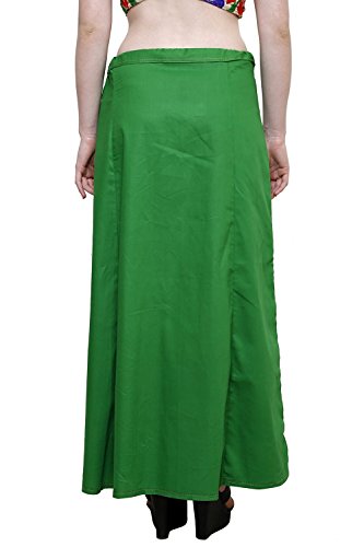 CRAFTSTRIBE Saree Petticoat Cotton Inskirt Underskirt Sari Green Innerwear Wrap Skirt