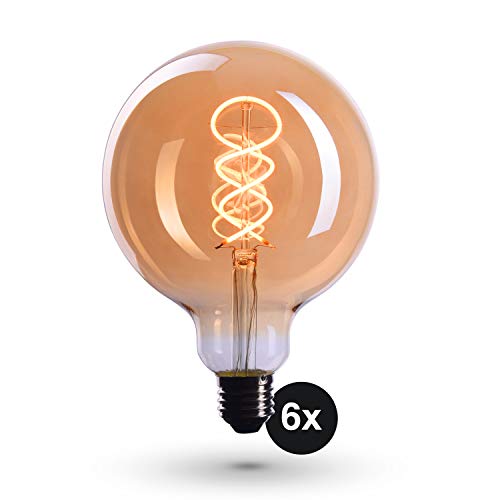 CROWN LED | 6X Edison Light Bulbs - E26 Base Dimmable Incandescent Bulbs - 110V-130V, 40W Equivalent - 1800K Warm White