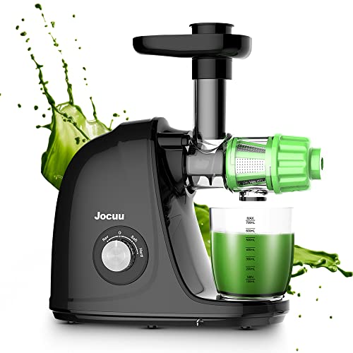 Jocuu Slow Masticating Juicer with 2-Speed Modes - Cold Press Juicer Machine - Quiet Motor & Reverse Function - Easy to Clean Juicer Extractor - Juice Recipes for Fruits & Vegetables (Black)