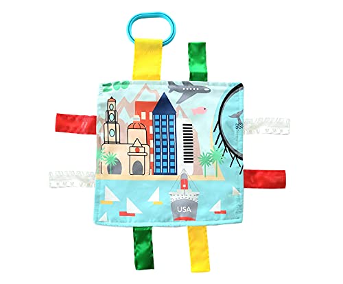 The Learning Lovey City Baby Crinkle Teething Tag Toy San Diego 8x8 Inch Tummy