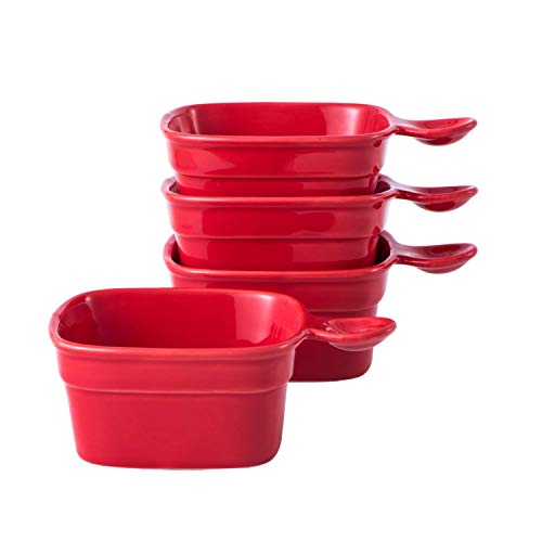 Bruntmor 8 oz  Ramekins Serving Bowls Set of 4 Red