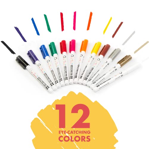  PENGUIN ART SUPPLIES 28 Fine Tip Acrylic Paint Pens - Craft Paint  Markers for Painting Wood, Glass, Rock, Ceramic, Porcelain - Non Toxic Paint  Markers with 0.7mm Tip with Zipper Pouch 