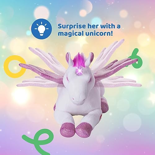 Dazmers Unicorn Stuffed Animal Toy With Magical Lights and Sounds Pink