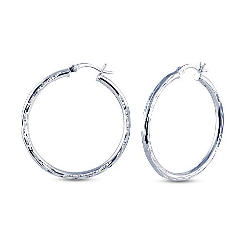 Charmsy 925 Silver Diamondcut Hoop Earrings Small 25mm Tube 25mm