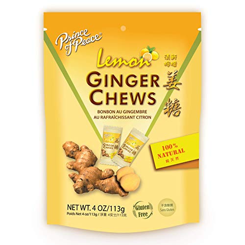 Prince of Peace Ginger Chews With Lemon, 4 oz. – Candied Ginger – Lemon Candy – Lemon Ginger Chews – Natural Candy – Ginger Candy