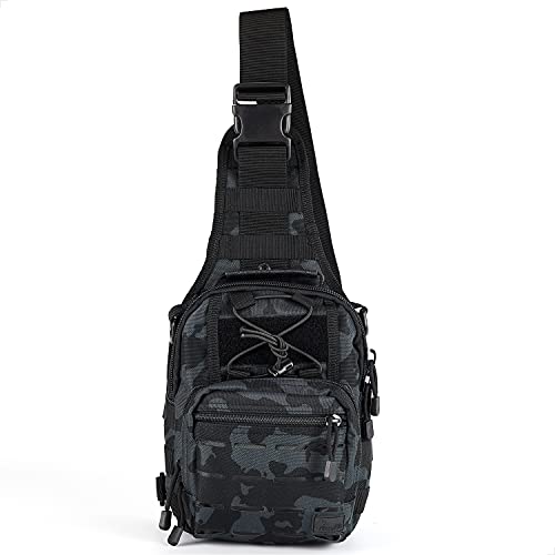 Wolf Tactical Compact Edc Sling Bag Shoulder Bag Multicam Black