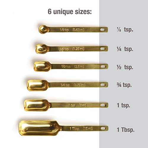 2lb Depot Gold Measuring Spoons Set of 7 Includes Bonus Leveler Into Spice Jars