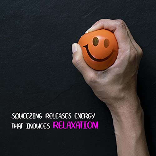 Be Happy Colored Smile Face Stress Balls 25 Squishy Toys Bulk Pack of 12 Neon