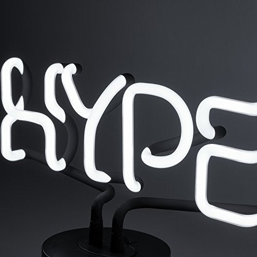 Amped & Co Hype Real Neon Light Novelty Desk Lamp Large 9.6x8.3" White Glow