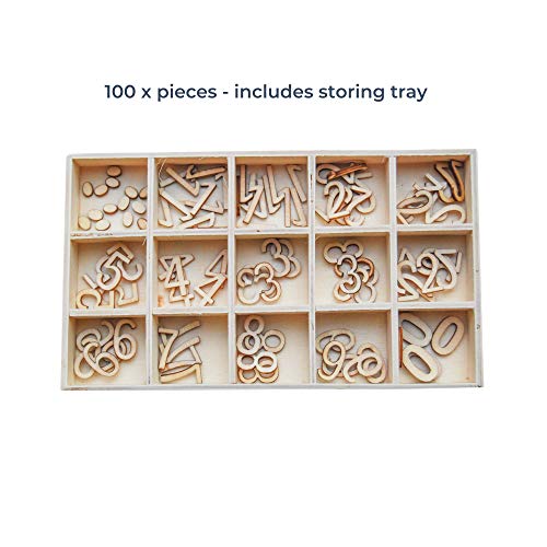 Wooden Number Embellishments Numbers 0-9 - 0.6 inches - 101 Pieces - Suitable for Scrapbooking Embellishments, DIY Advent Calendar, Cardmaking