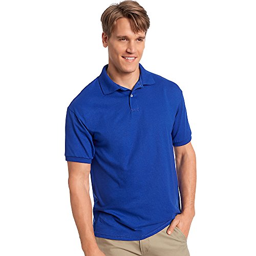 Hanes Mens Comfortblend EcoSmart Jersey Knit Sport Shirt, Large Deep Royal