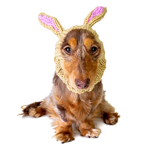 Zoo Snoods Jack Rabbit Dog Costume, Large -Rabbit Ears Soft Yarn Ear Covers Beige