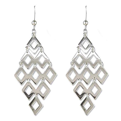 Lecalla Sterling Silver Jewelry Diamond Shape Drop Earrings for Women