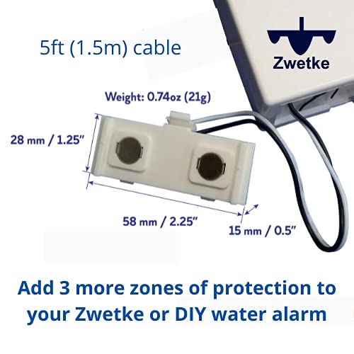 ZWETKE Water Leak Detector for Boats RV Loud Alarm Detachable Sensor No Battery
