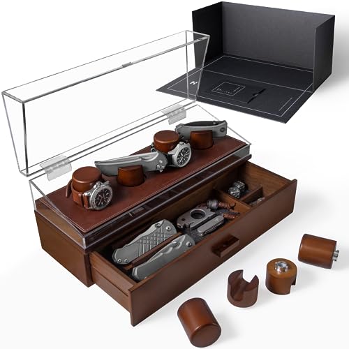 Watch & Pocket Knife Display Case Vegan Leather