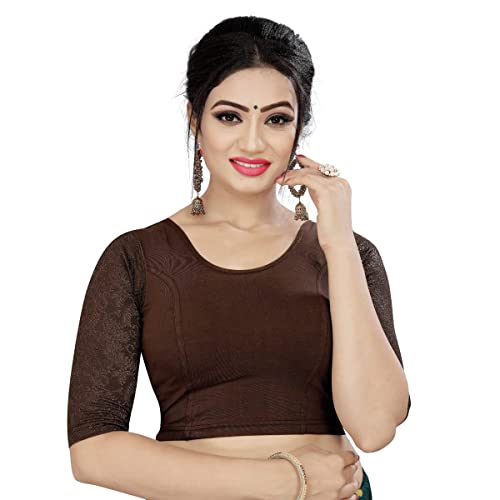 Craftstribe Simple Ready to Wear Indian Top Saree Blouse Ethnic Choli Brown