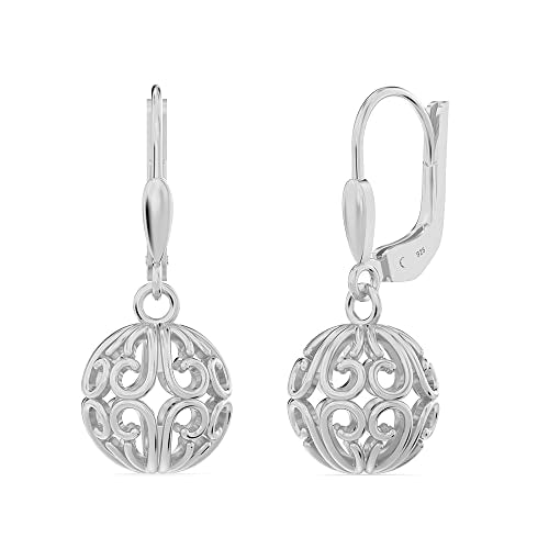 Lecalla 925 Sterling Silver Italian Earrings for Teen Women 10mm