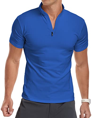 YTD Men’s Short Sleeve Polo Shirt Casual Slim Fit Shirts T Shirts Cotton Tops M