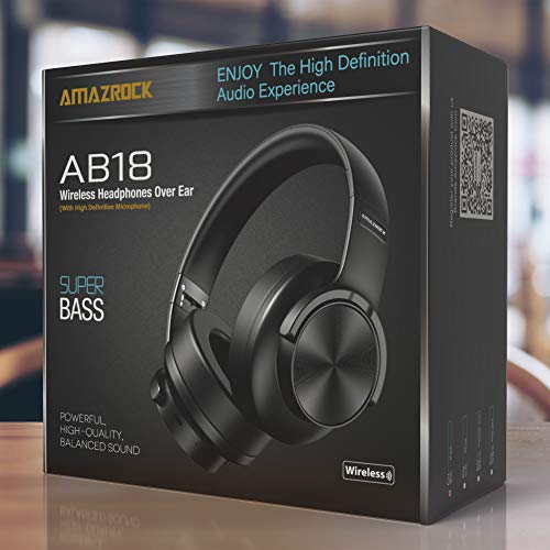 Amazrock AB18 HD Bluetooth Headphones Over Ear with Microphone 50MM Driver