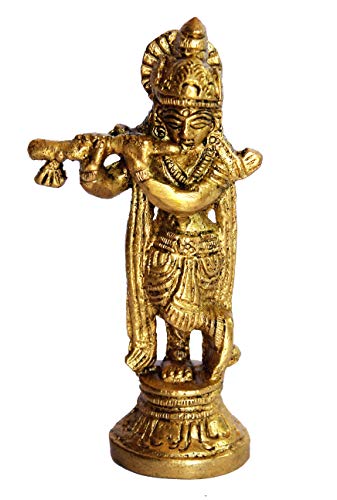 Esplanade Brass 3.5 Inch Krishna Makhan Chor Idol Statue Sculpture