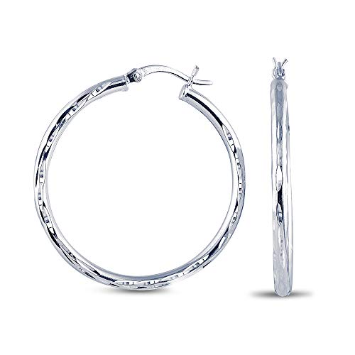 Charmsy 925 Silver Diamondcut Hoop Earrings Small 25mm Tube 25mm