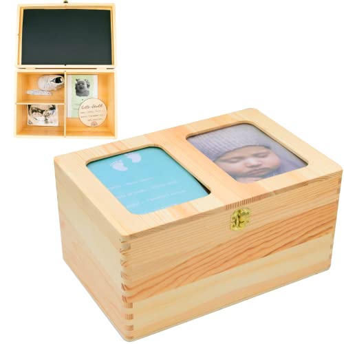 Baby Keepsake Box - Premium Wooden Baby Memory Box - Baby Shower Present for Boys and Girls or New Mom