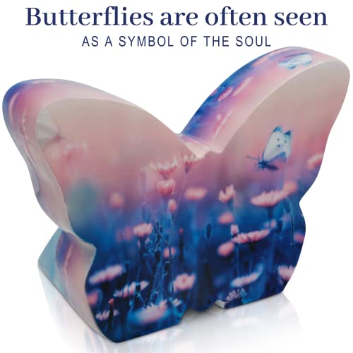 FOVERE – Small Urns for Human Ashes Female – Unique Butterfly Cremation Urn to Honor Your Loved One – Holds up to 60lbs