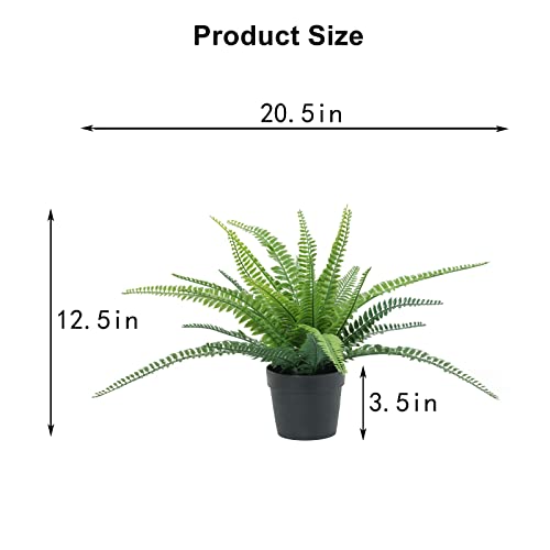 LuckyGreenery Artificial Boston Fern Plant Potted Indoor Outdoor Decor Green