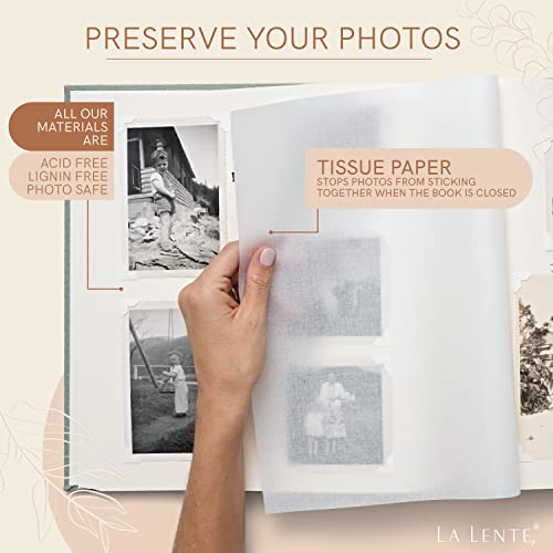 Premium Black Photo Album | Scrapbook Photo Album with Writing Space | 100 Pages for Multiple Photo Sizes, 4x6, 5x7, 6x8, 8x10 | Acid Free Photo Album for Wedding | Graduation Photo Album
