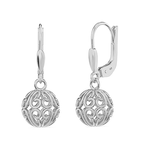 Lecalla 925 Sterling Silver Italian Lightweight Earrings for Teen Women 8mm