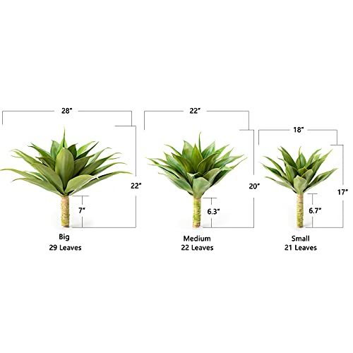 Velener Outdoor Artificial Agave Plant Faux Unpotted Agave 22 Inches Set of 1