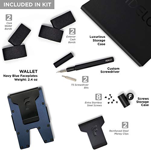 Fidelo Minimalist Wallet Blocking Credit Card Holder 7075 Aluminum Navy Blue