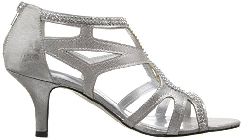 Easy Street Women Evening Dress Sandals Mid Heel Silver Size 5 Big Pair of Shoes
