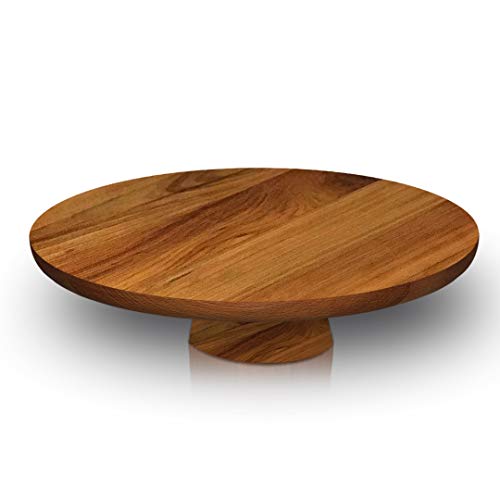 Round Elevated Wood Cake Stand 13.5" Serving Tray for Parties