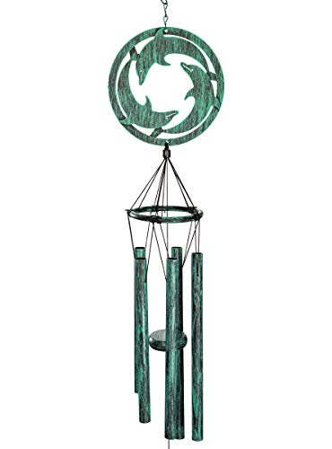 VP Home 39 Inch H Triadic Dolphins Wind Chimes Outdoor Garden Decor