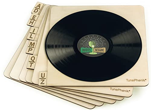 TunePhonik Two-Sided Laser Etched Wooden Record Dividers to Organize 12" Vinyl LPs, Set of Six