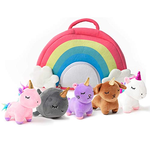 Pixie Crush Unicorn Toys Stuffed Animal Gift Plush Set with Rainbow Case