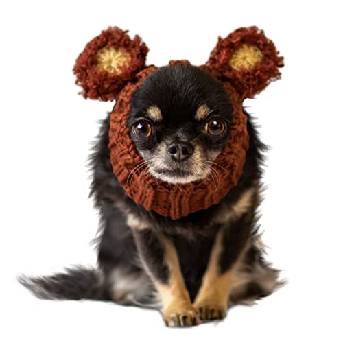 Zoo Snoods Fuzzy Bear Dog Costume Large Handmade Soft Yarn Ear Covers