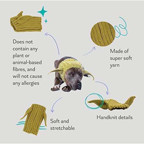 Zoo Snoods Baby Yoda Costume for Dogs Halloween Soft Yarn Alien Ear Covers