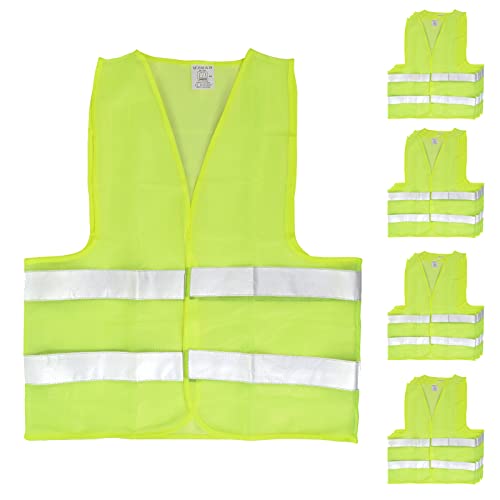 Upper Midland Products Pack of 20 Bright Construction Vests Yellow Safety Reflector Vests bulk, with Visibility Strip, Perfect for Warehouses, Traffic and Parking Patrol