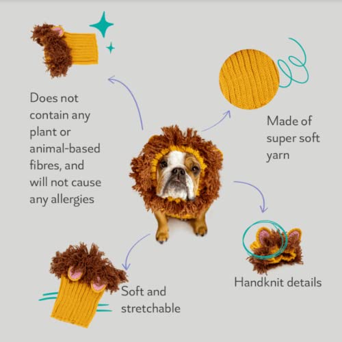 Zoo Snoods Lion Mane Costume for Dogs Large Soft Yarn Ear Covers