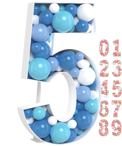 Super Easy Assembly 3ft Large Fillable Cardboard Number 5 Balloon Party Decor